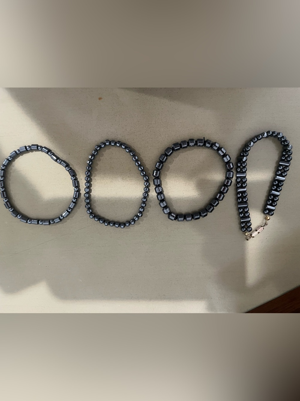 Stackable Hematite Bead Bracelets - Set of 4